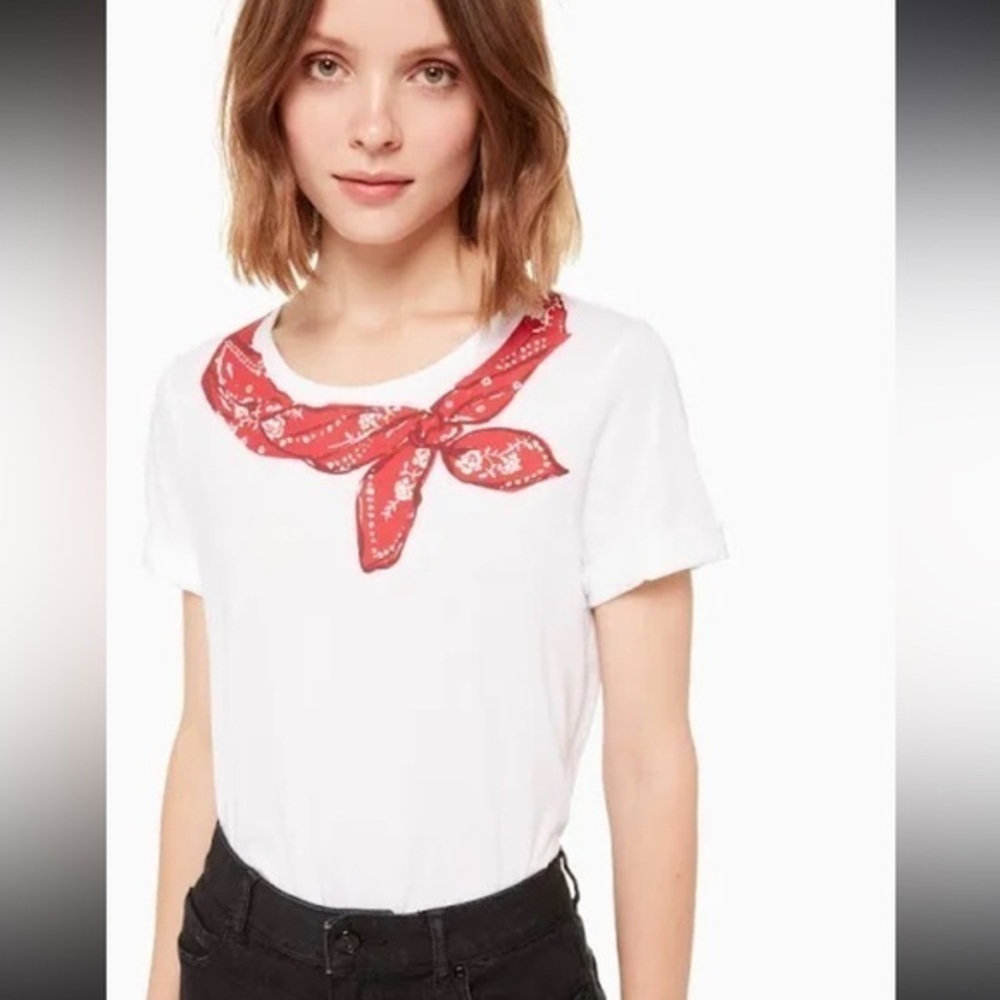 Kate Spade Brooke Street Red and white Bandana Shirt cotton Tee T-shirt s